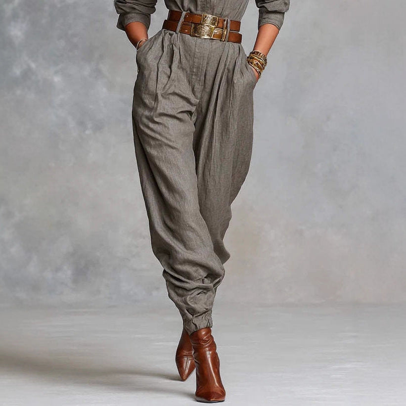 Women’s Long-Sleeved Lapel Jumpsuit Elegant & Trend