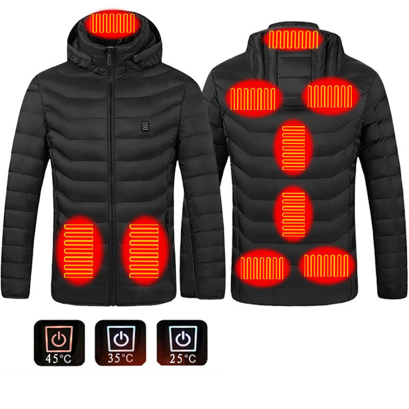 Men’s Heated Puffer Jacket Electric Insulated Hood Windbreaker