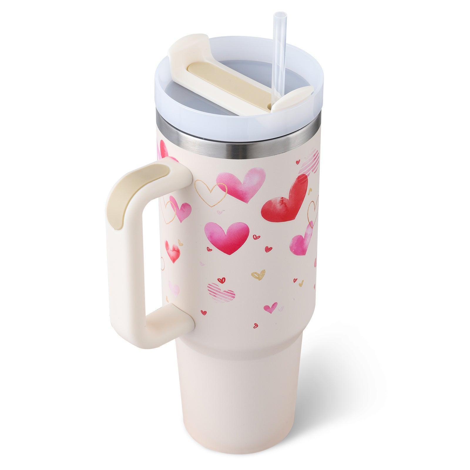 40oz Insulated Stainless Steel Tumbler with Handle and Straw