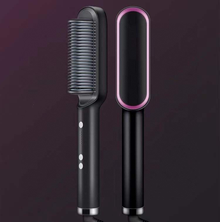 2-in-1 Hair Straightener & Curler – Electric Hot Comb Brush