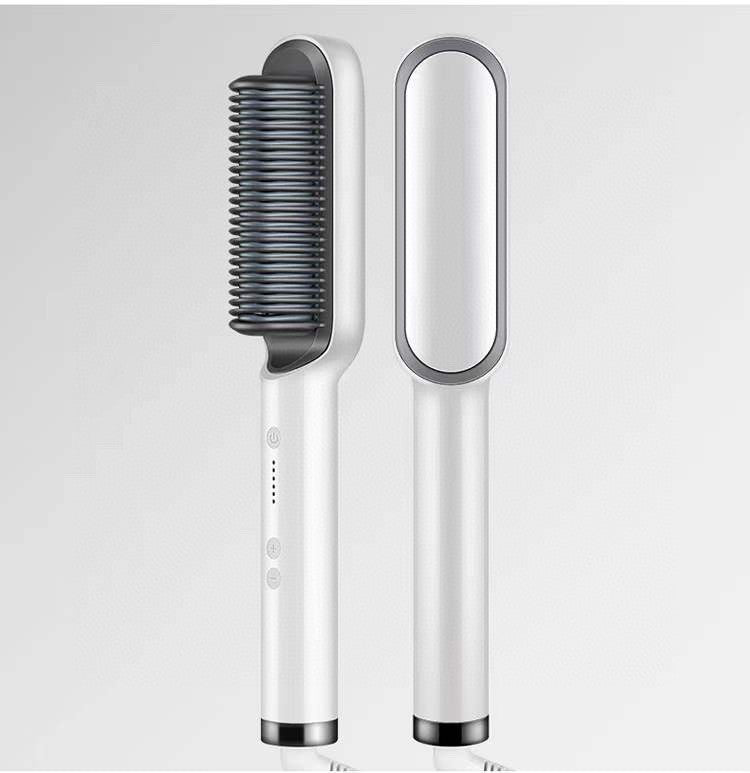 2-in-1 Hair Straightener & Curler – Electric Hot Comb Brush