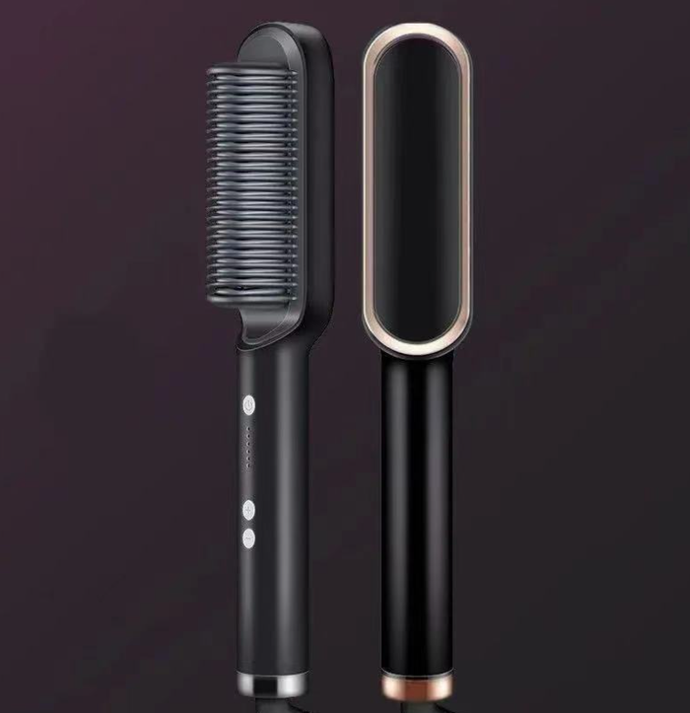 2-in-1 Hair Straightener & Curler – Electric Hot Comb Brush