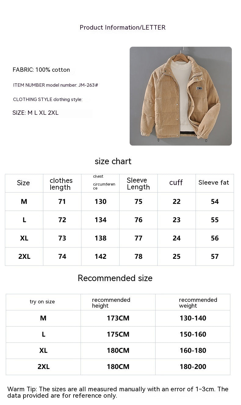 Men’s Puffer Jacket Coat Warm Winter Outerwear