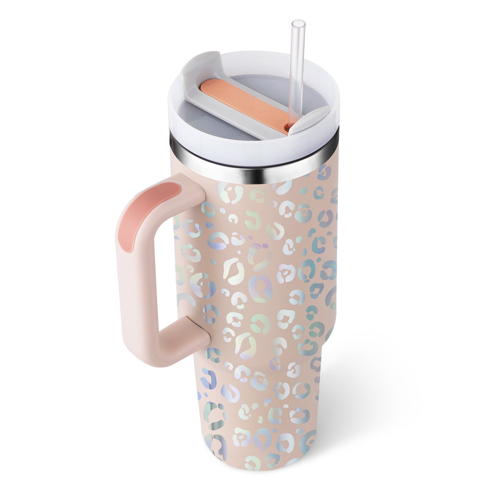 40oz Insulated Stainless Steel Tumbler with Handle and Straw