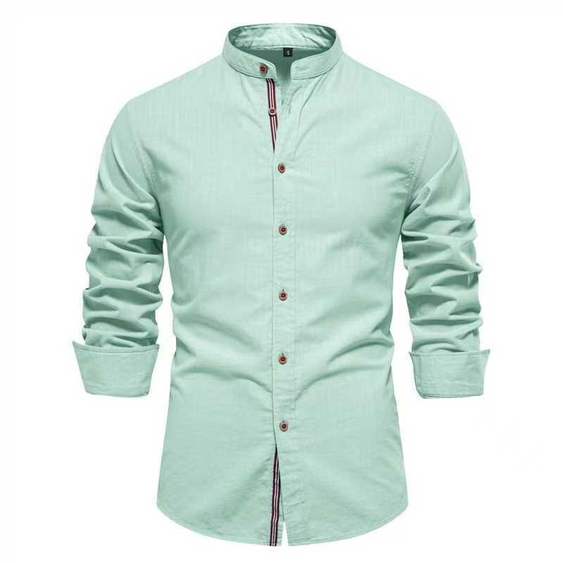 Men’s Solid Color Long-Sleeve Casual Shirt