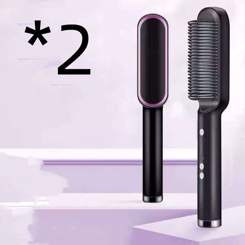 2-in-1 Hair Straightener & Curler – Electric Hot Comb Brush