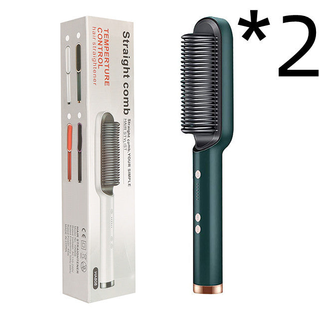 2-in-1 Hair Straightener & Curler – Electric Hot Comb Brush