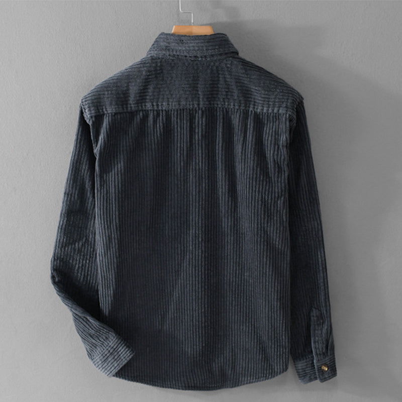 Men’s Winter Corduroy Shirt With Pocket & Lapel