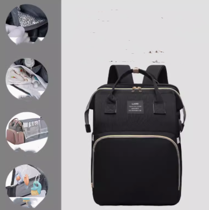 Multifunctional Baby Diaper Backpack With Folding Crib
