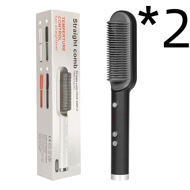 2-in-1 Hair Straightener & Curler – Electric Hot Comb Brush