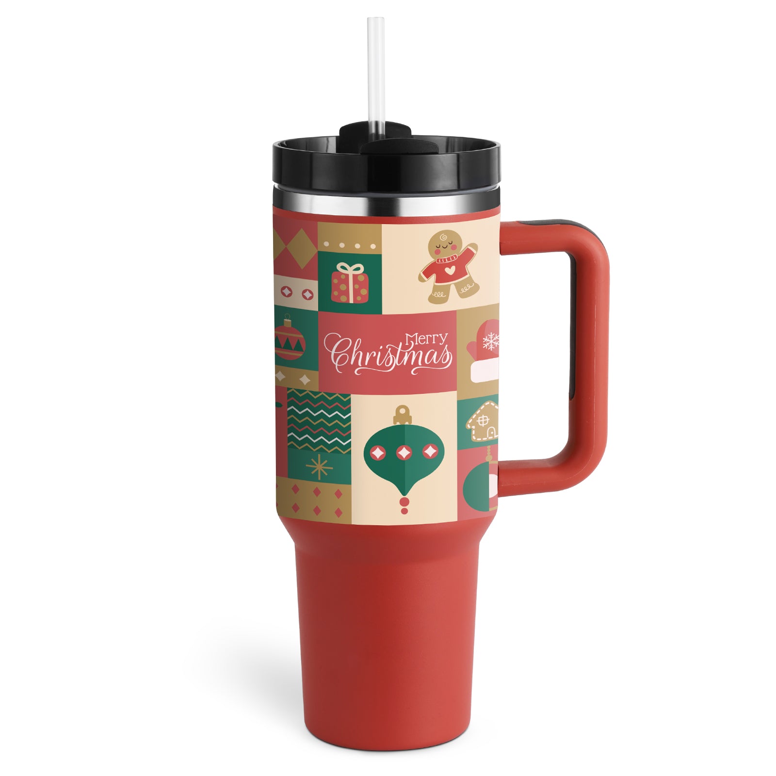 40oz Insulated Stainless Steel Tumbler with Handle and Straw