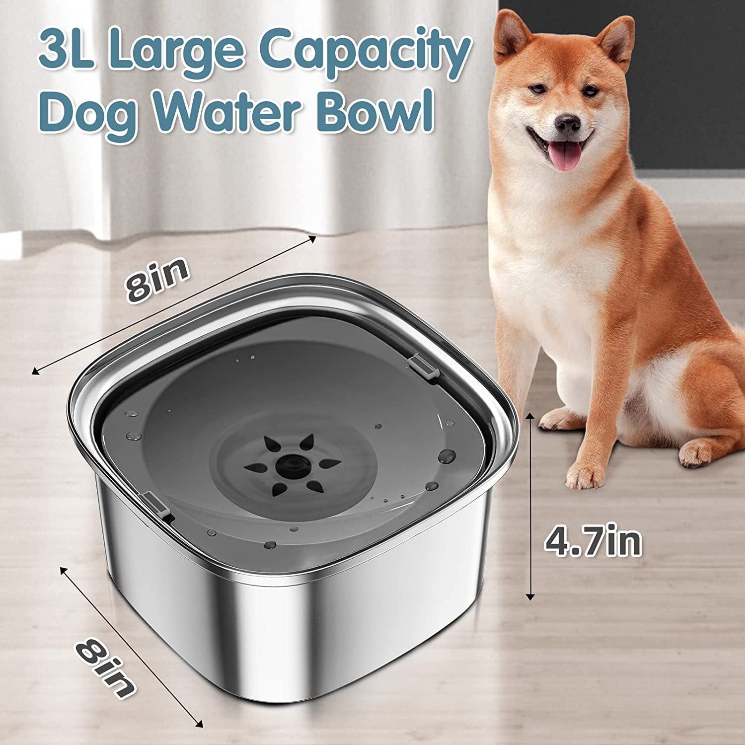 Pet Stainless Steel Water Bowl Large Capacity Floating Design