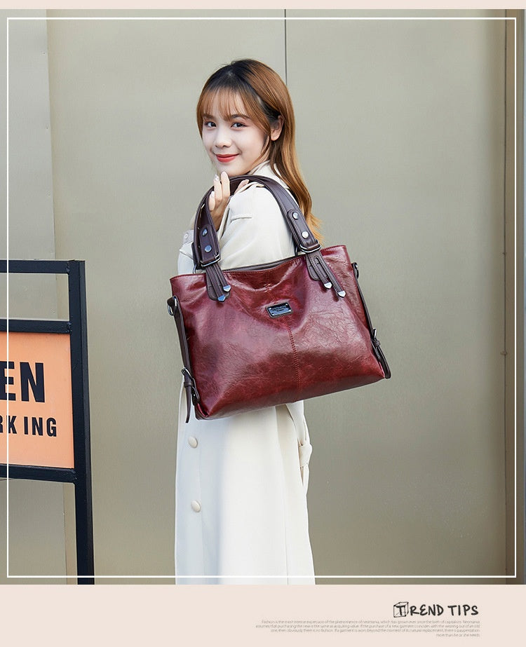 Retro Soft Leather Large Capacity Tote & Crossbody
