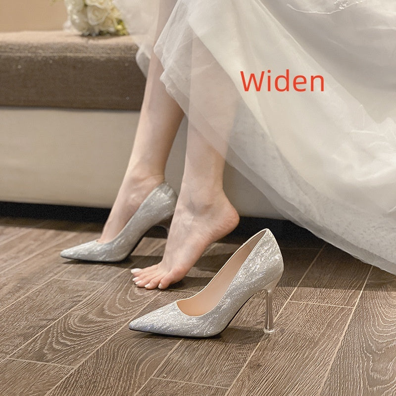 Women’s High Heel Stiletto Shoes Large Size Champagne Bridal