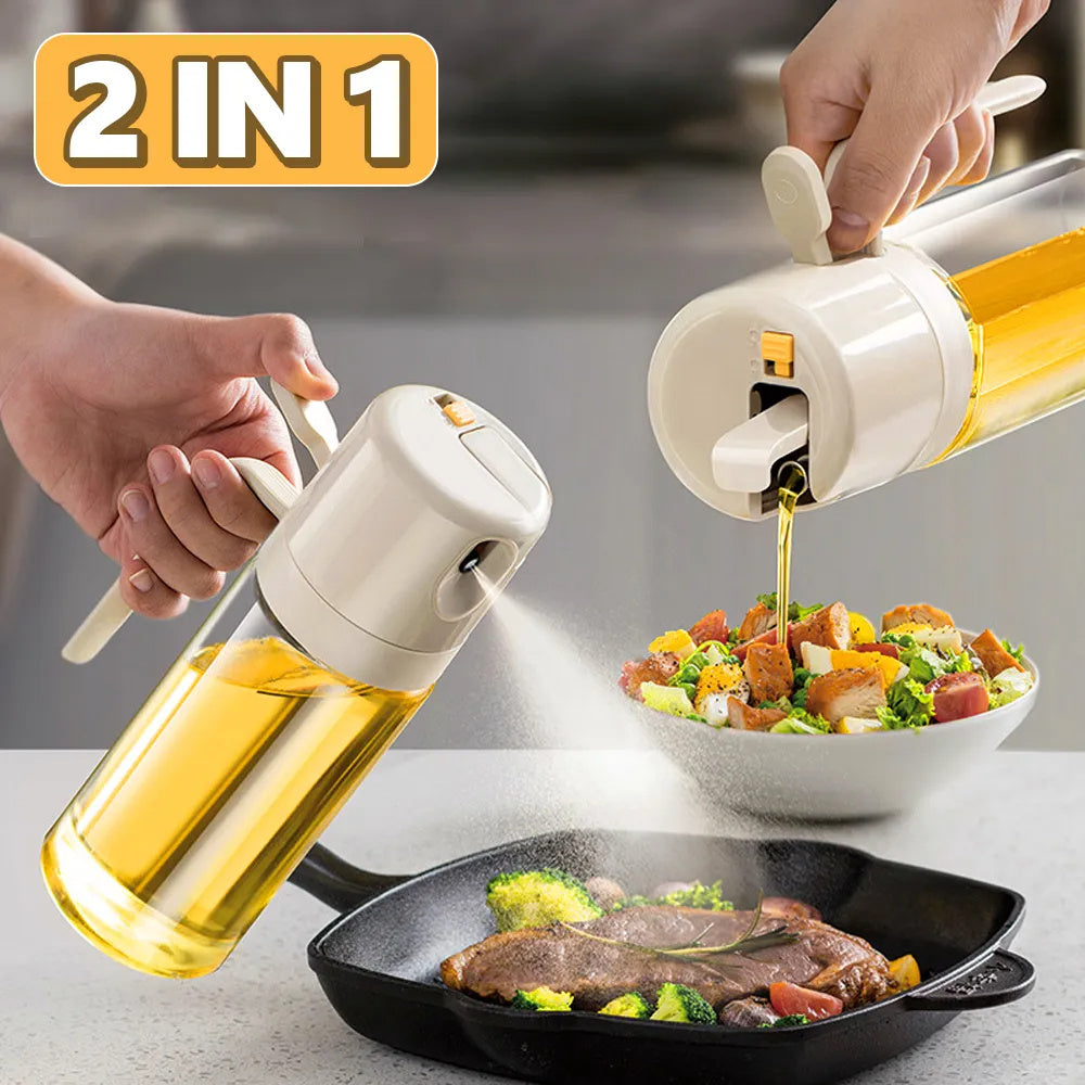 2-in-1 Oil Sprayer and Dispenser Bottle for Cooking and BBQ