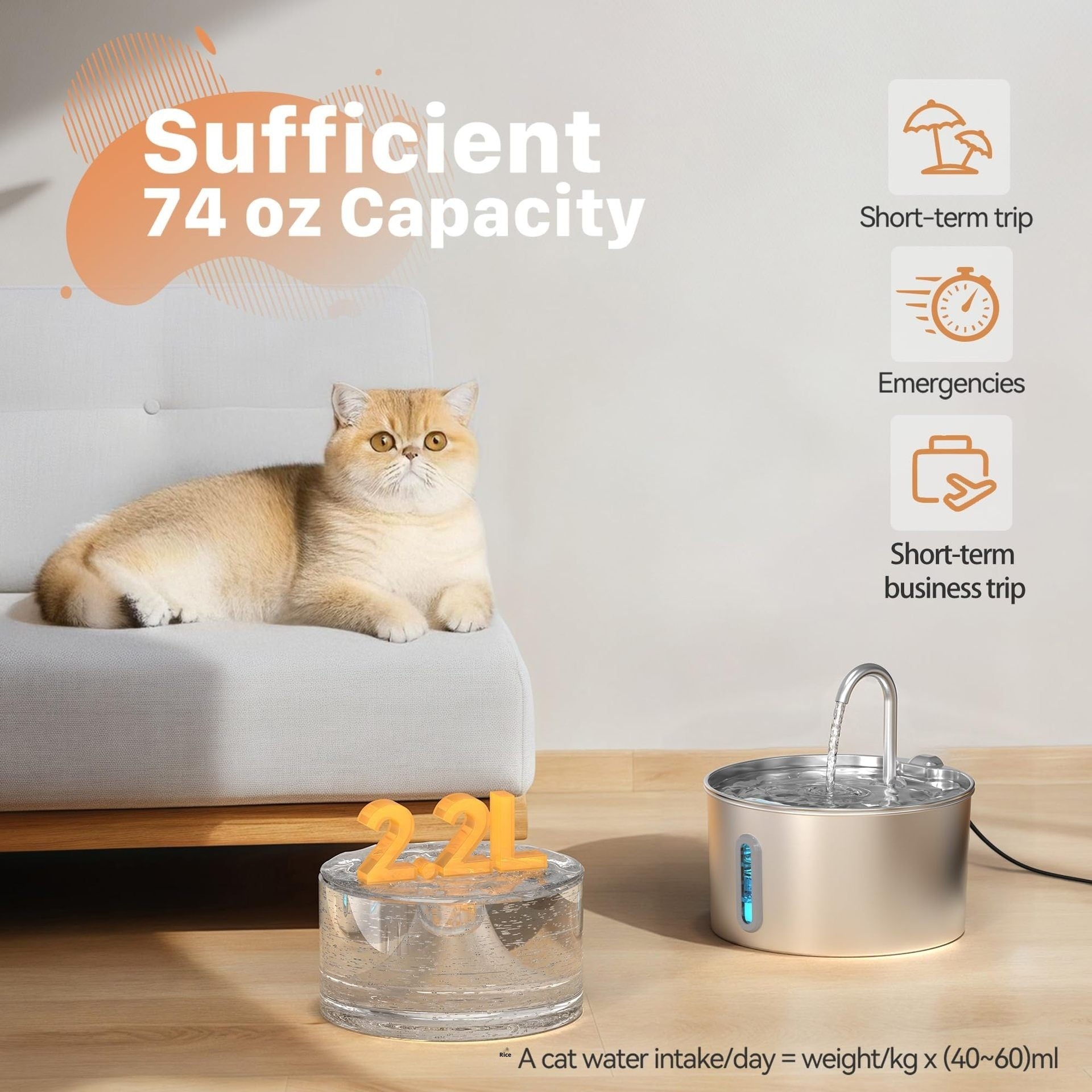 Stainless Steel Automatic Water Dispenser for Cats