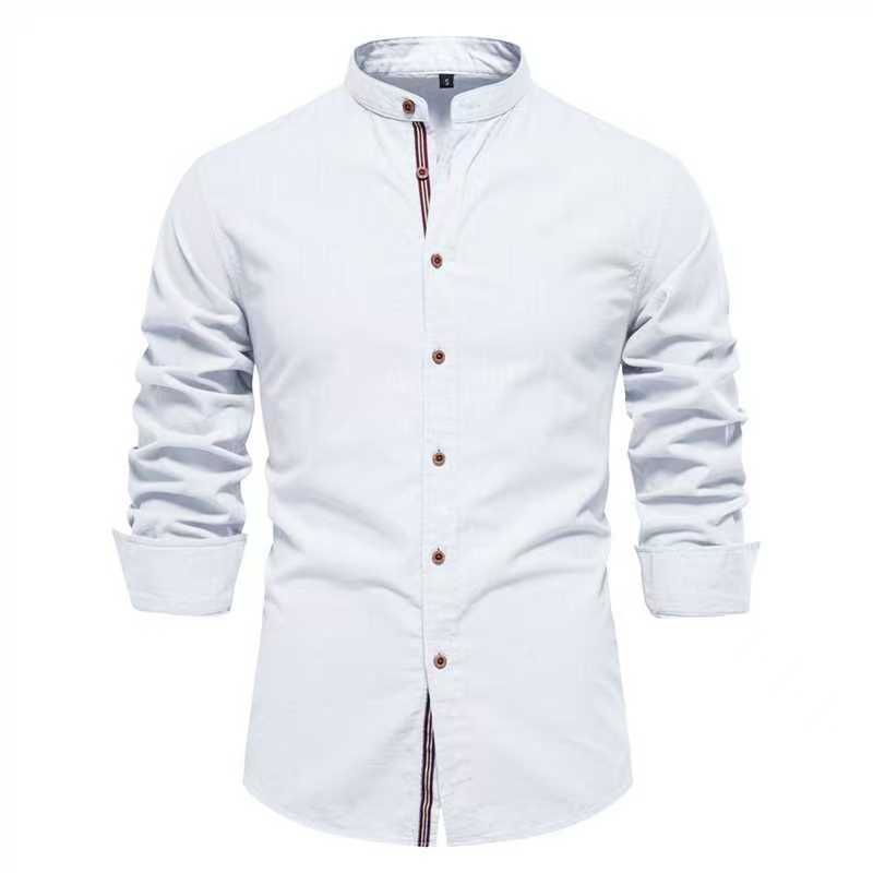 Men’s Solid Color Long-Sleeve Casual Shirt