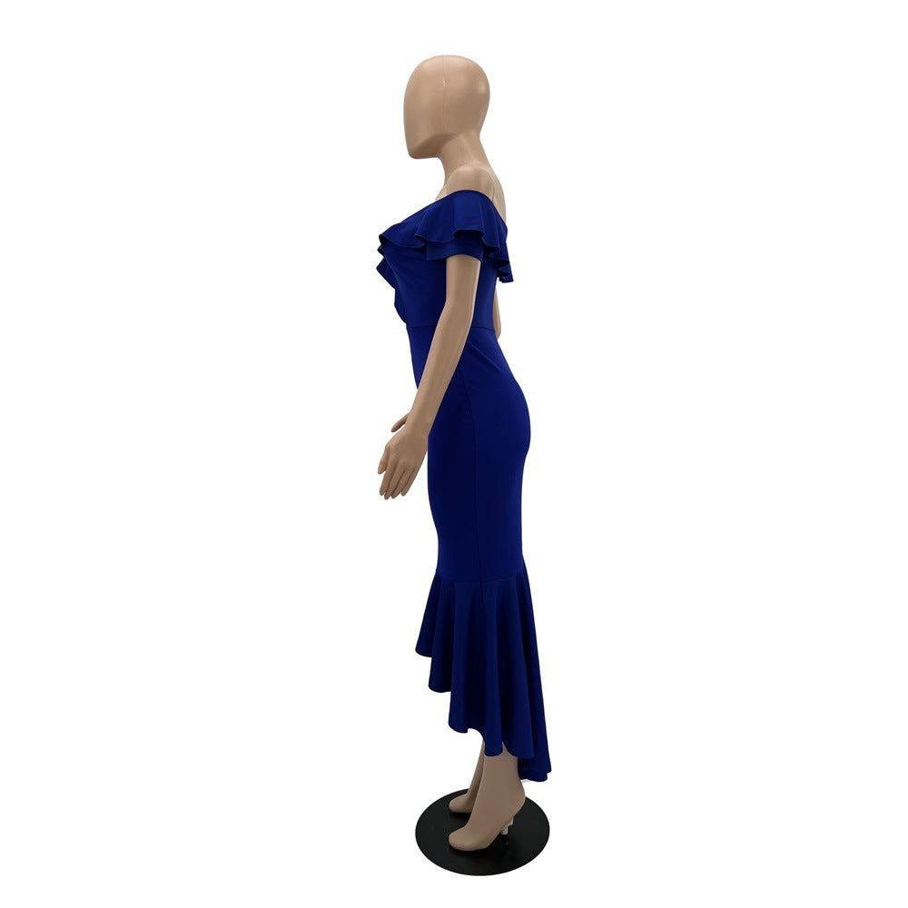 Women's Slim Fit Ruffled Summer Irregular Dress