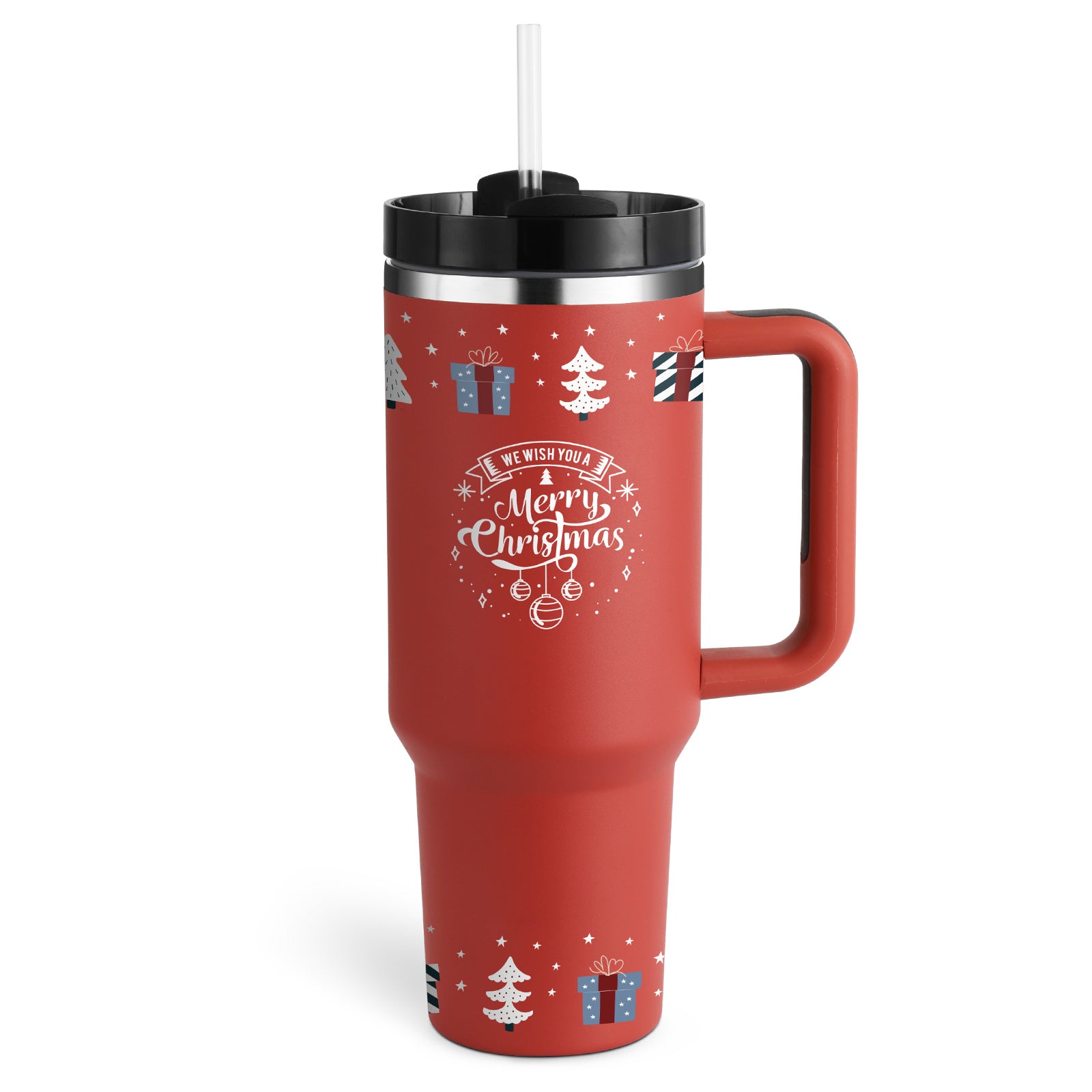 40oz Insulated Stainless Steel Tumbler with Handle and Straw