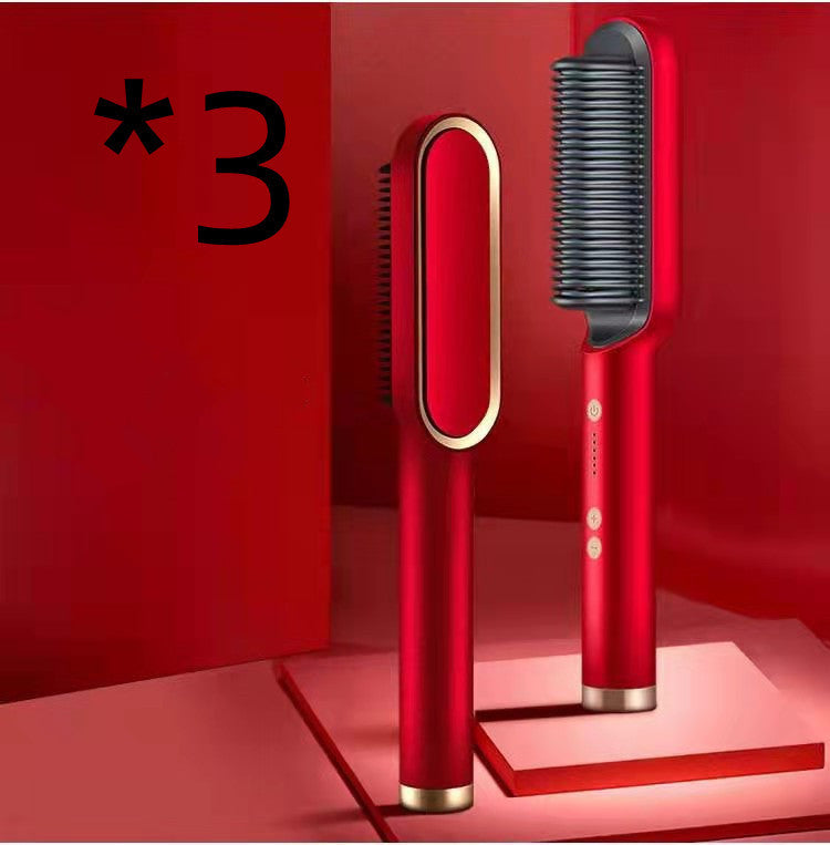 2-in-1 Hair Straightener & Curler – Electric Hot Comb Brush