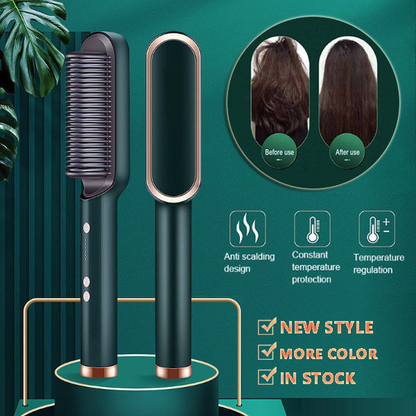 2-in-1 Hair Straightener & Curler – Electric Hot Comb Brush