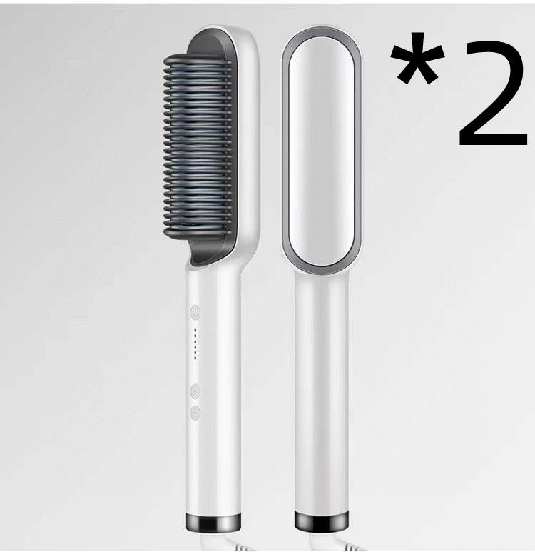 2-in-1 Hair Straightener & Curler – Electric Hot Comb Brush