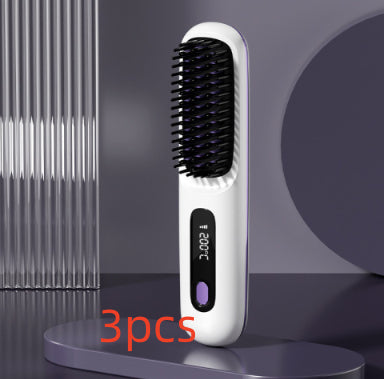 2-in-1 Wireless Hair Straightener – Fast Heating Comb & Curler
