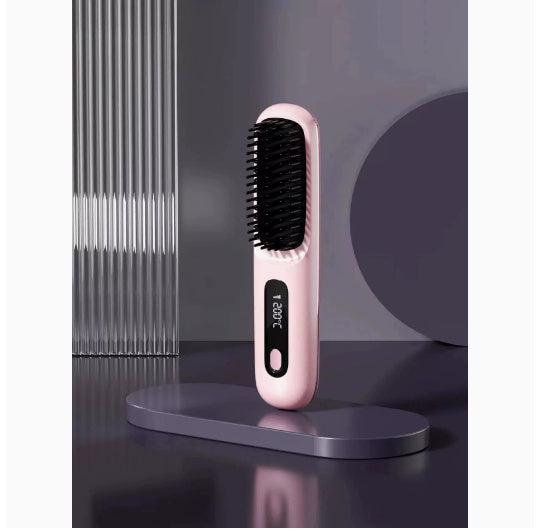 2-in-1 Wireless Hair Straightener – Fast Heating Comb & Curler