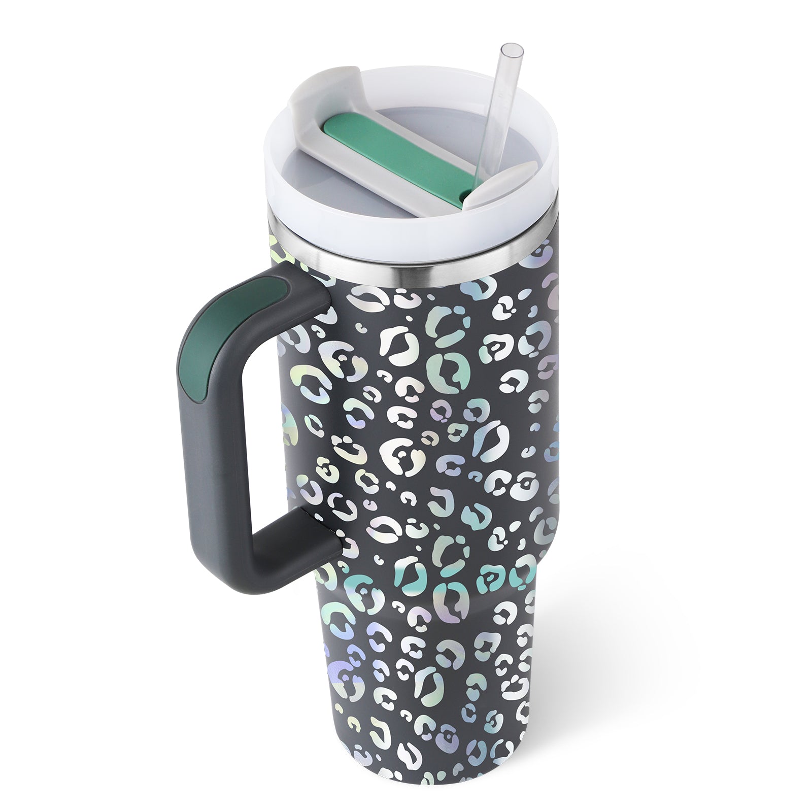 40oz Insulated Stainless Steel Tumbler with Handle and Straw