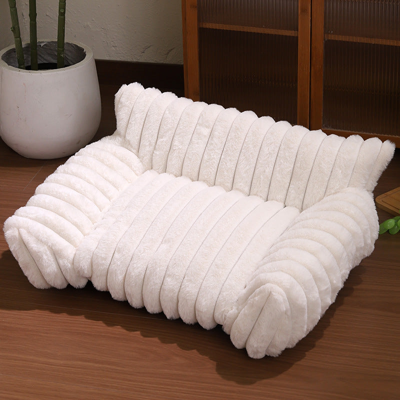 Thickened Rabbit Plush Cat Sofa Large Pet Kennel