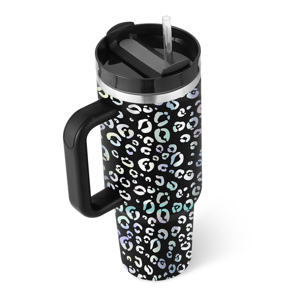 40oz Insulated Stainless Steel Tumbler with Handle and Straw