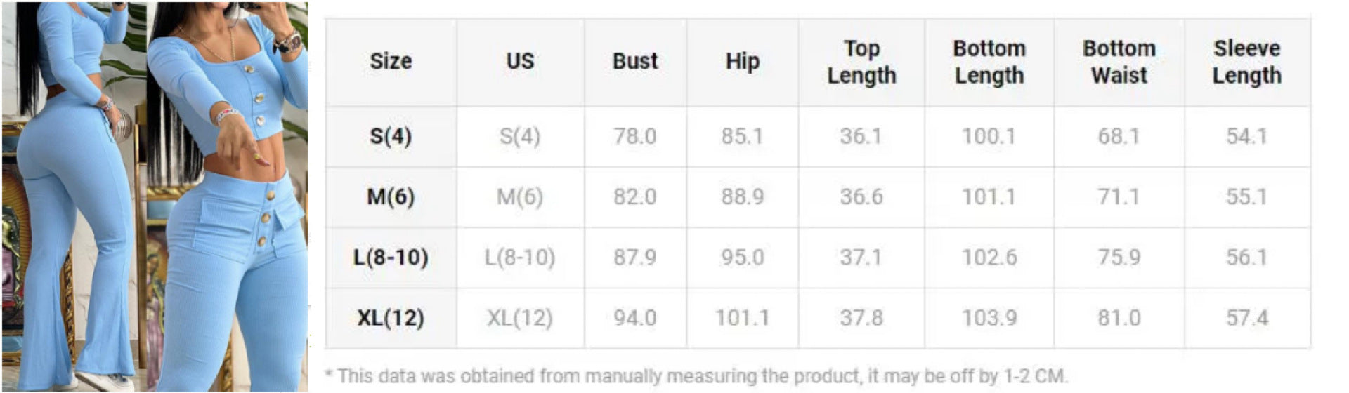 Midriff Outfit Pocket Design Bell-bottom Pants Suit