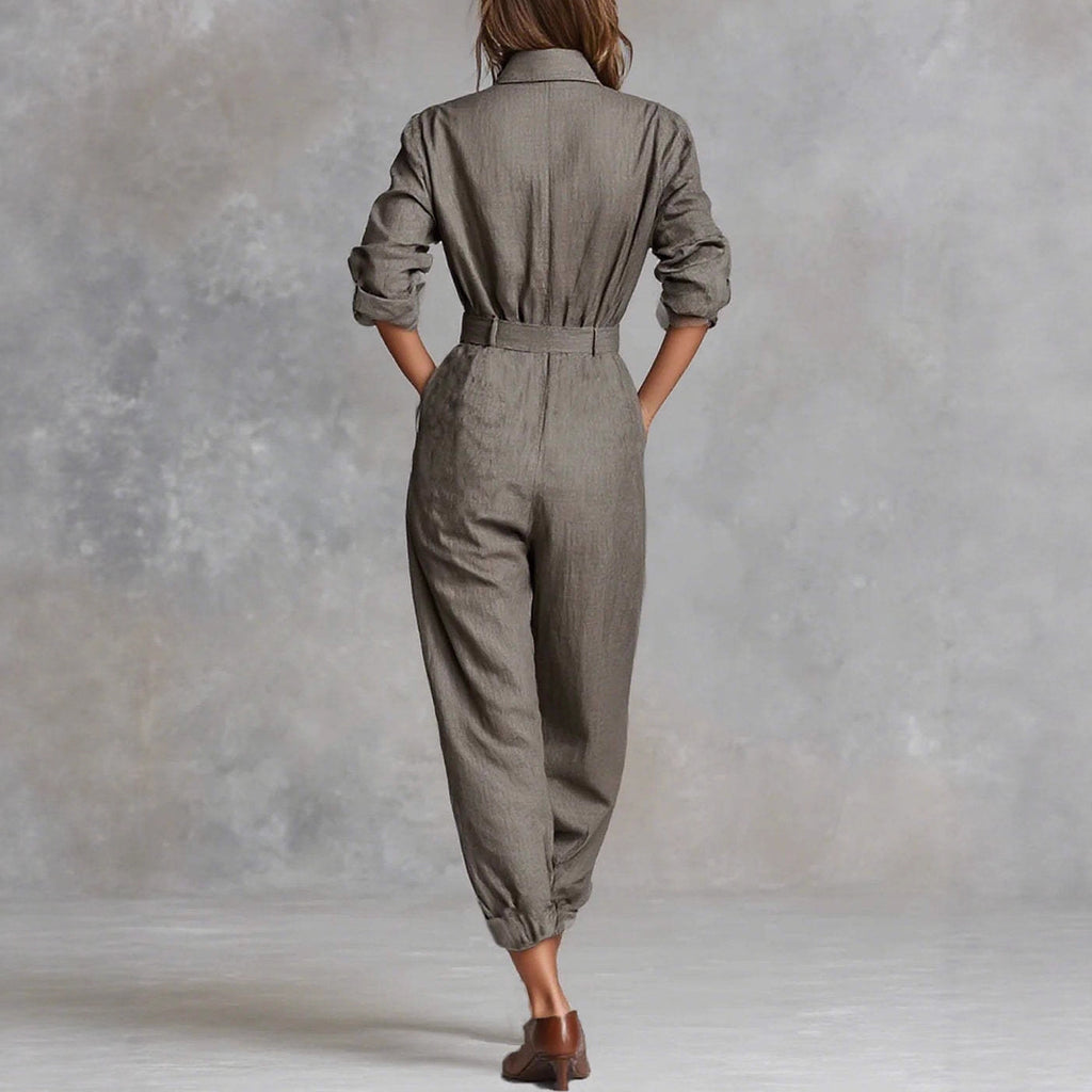 Women’s Long-Sleeved Lapel Jumpsuit Elegant & Trend