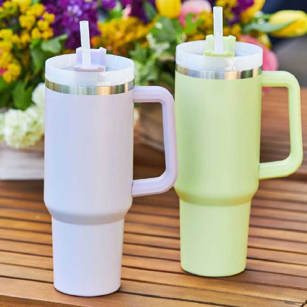 40oz Insulated Stainless Steel Tumbler with Handle and Straw