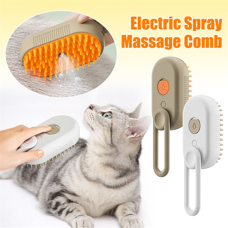 Cat Steam Brush 3-in-1 Electric Grooming Comb for Pets