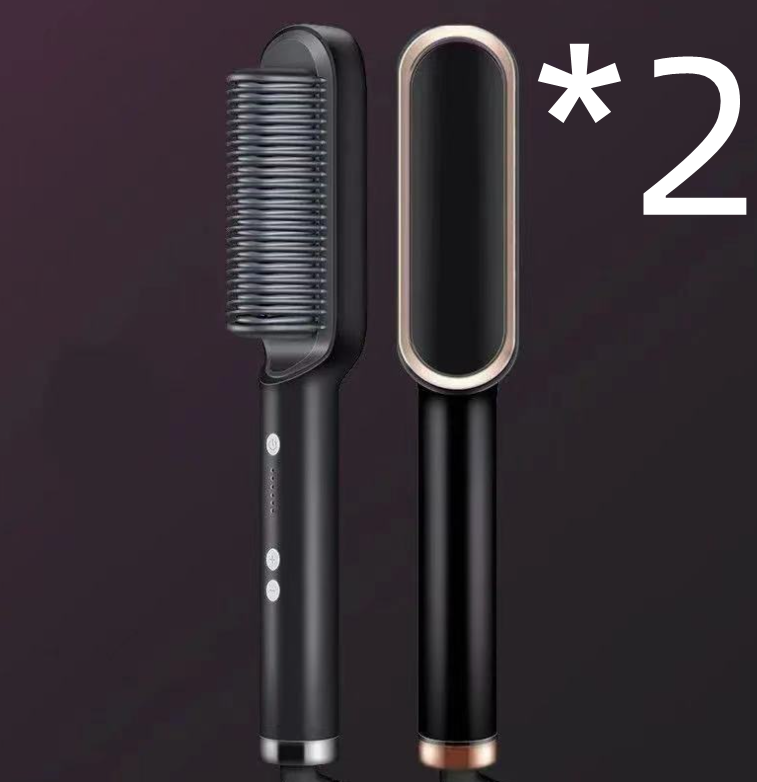 2-in-1 Hair Straightener & Curler – Electric Hot Comb Brush