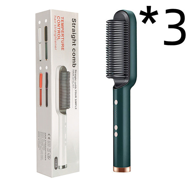 2-in-1 Hair Straightener & Curler – Electric Hot Comb Brush