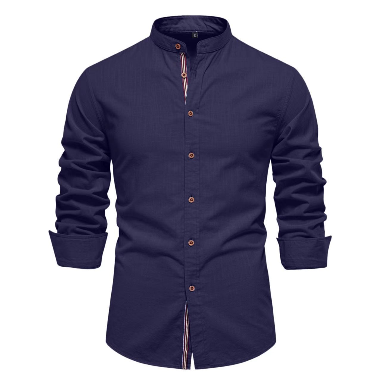Men’s Solid Color Long-Sleeve Casual Shirt