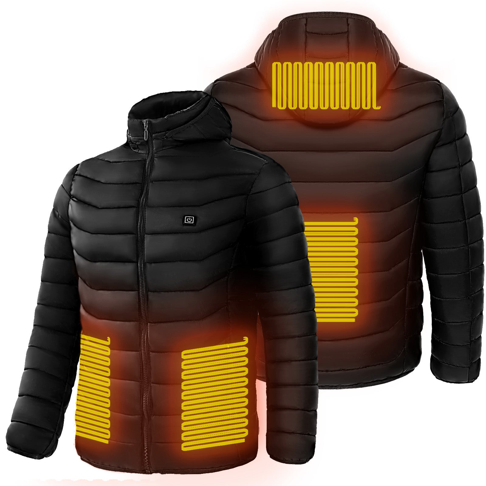 Men’s Heated Puffer Jacket Electric Insulated Hood Windbreaker