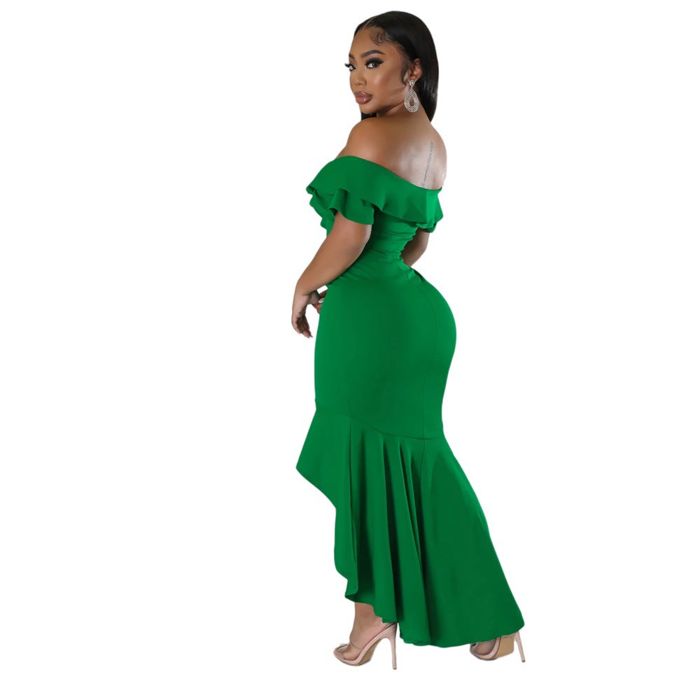 Women's Slim Fit Ruffled Summer Irregular Dress