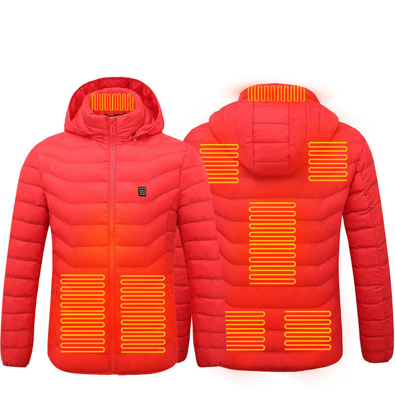 Men’s Heated Puffer Jacket Electric Insulated Hood Windbreaker