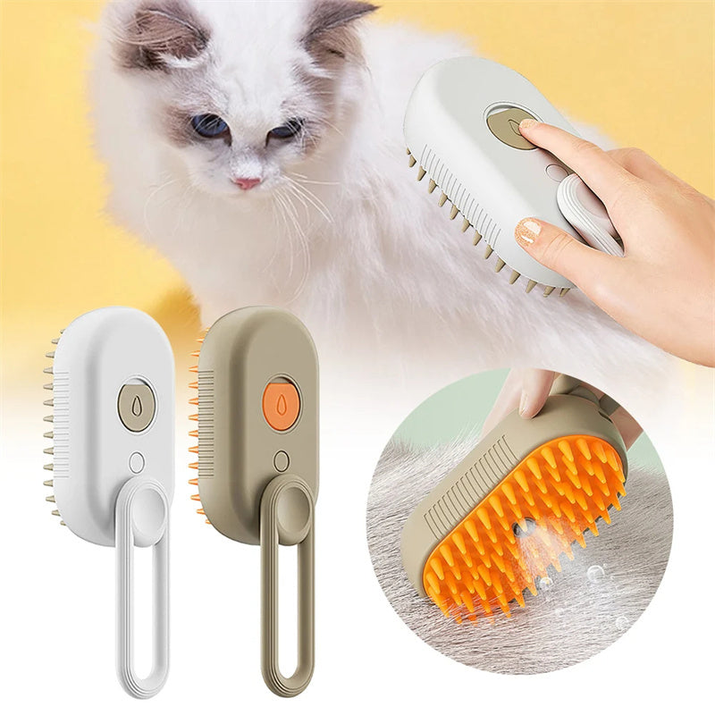 Cat Steam Brush 3-in-1 Electric Grooming Comb for Pets