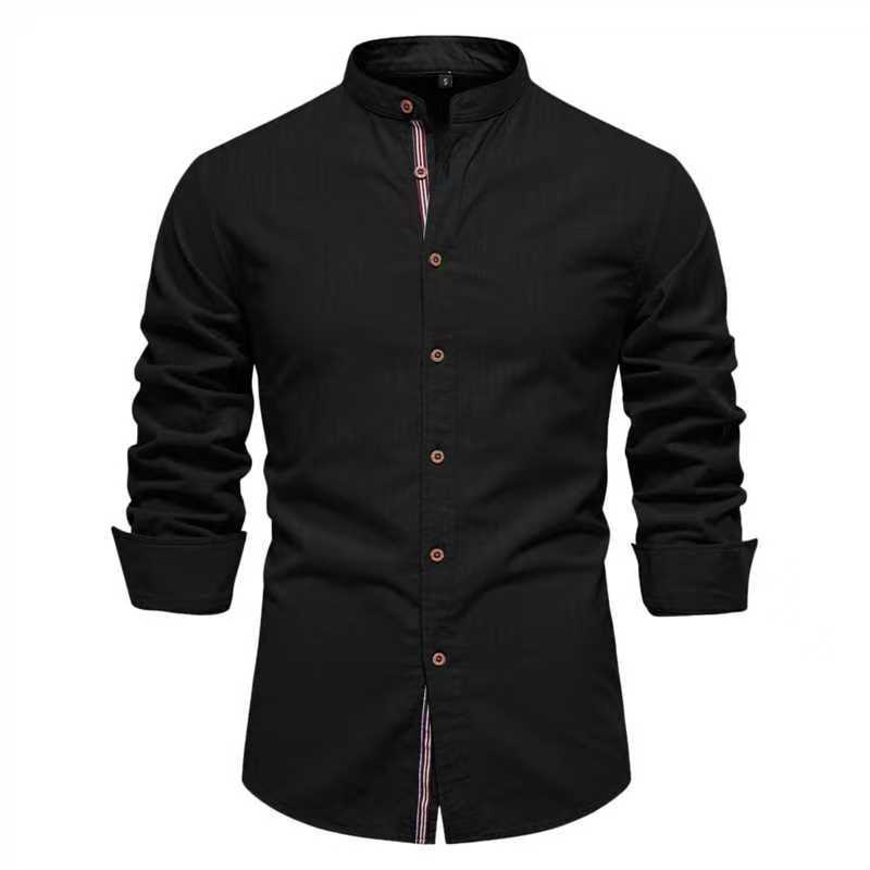 Men’s Solid Color Long-Sleeve Casual Shirt