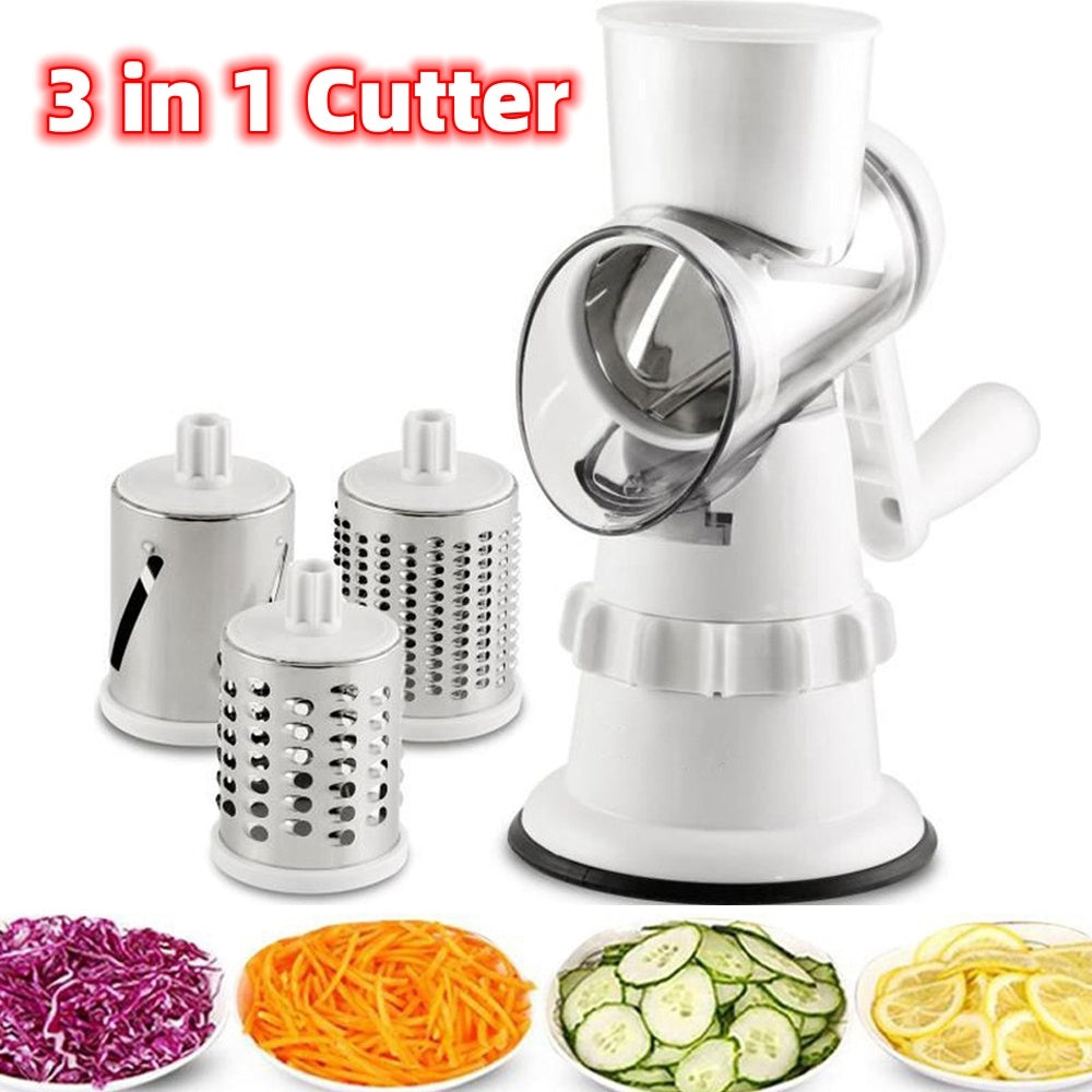 3-in-1 Manual Vegetable Slicer and Grater Kitchen Chopper