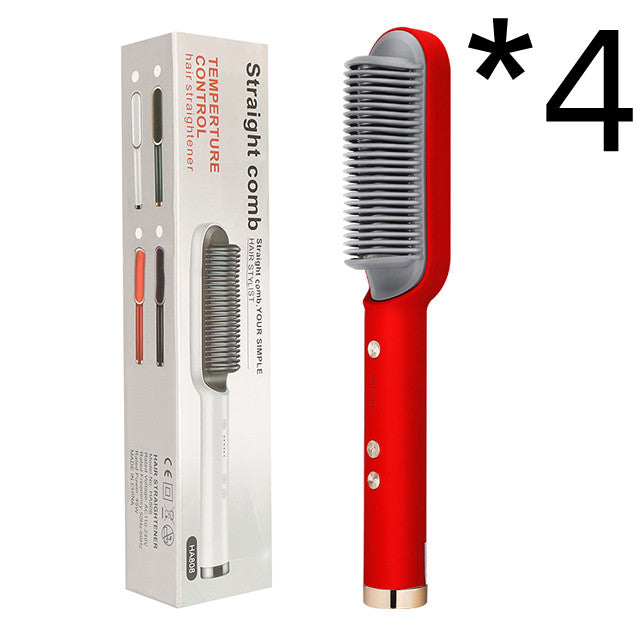 2-in-1 Hair Straightener & Curler – Electric Hot Comb Brush