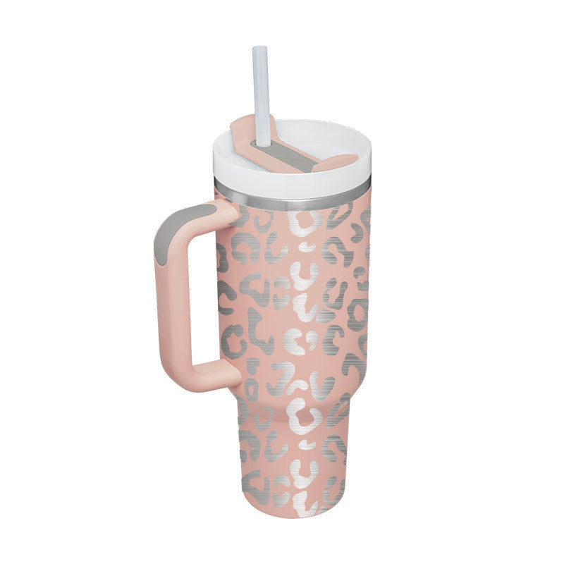40oz Insulated Stainless Steel Tumbler with Handle and Straw