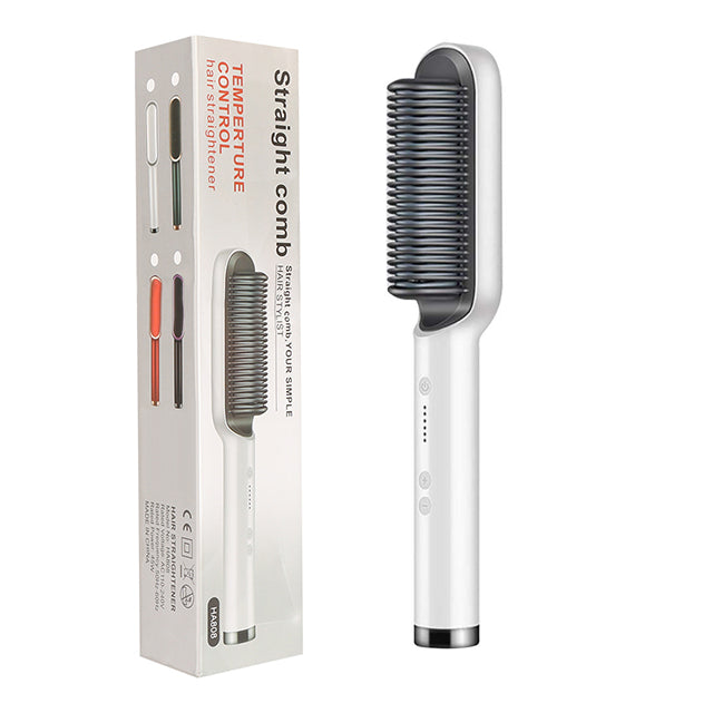 2-in-1 Hair Straightener & Curler – Electric Hot Comb Brush