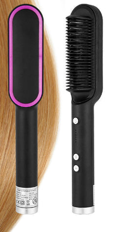 2-in-1 Hair Straightener & Curler – Electric Hot Comb Brush