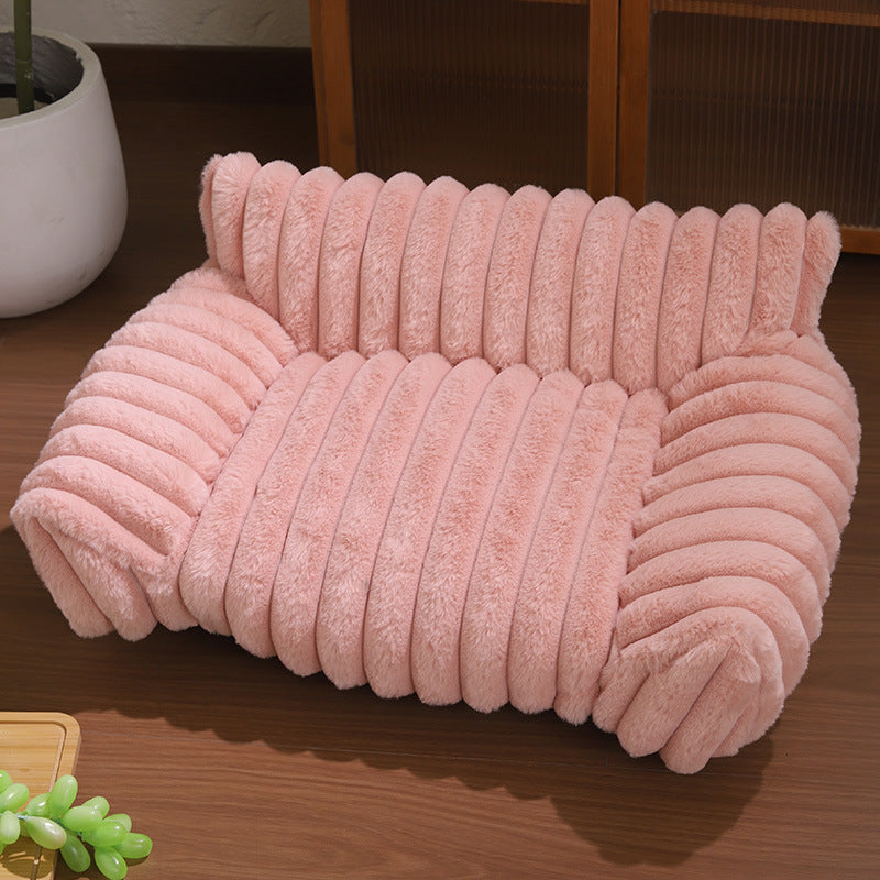 Thickened Rabbit Plush Cat Sofa Large Pet Kennel