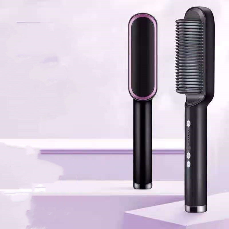 2-in-1 Hair Straightener & Curler – Electric Hot Comb Brush